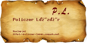 Policzer Lázár névjegykártya